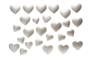 heart shaped confetti on  transparent background