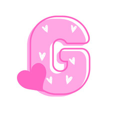 Lovely Pink Valentine Alphabet Letter G