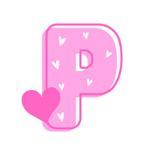 Lovely Pink Valentine Alphabet Letter P