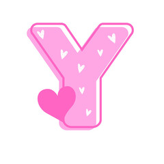 Lovely Pink Valentine Alphabet Letter Y