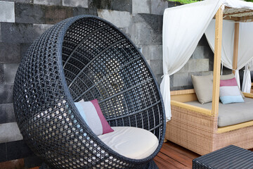 Obraz premium outdoor round bed sofa.