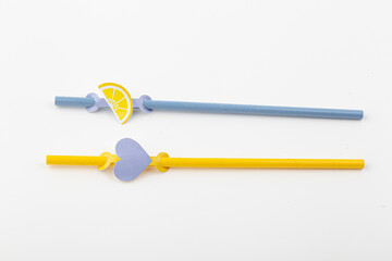 Paper drinking straw isolated on white background