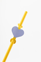 Paper drinking straw isolated on white background