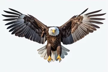 Zelfklevend Fotobehang American Eagle is flying gracefully on a transparent background © muhmmad