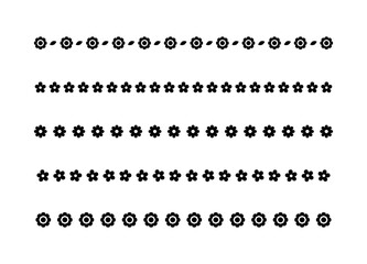 Cute Spring Floral Divider Borders Silhouette Set. Springtime and Easter flower separators design elements.