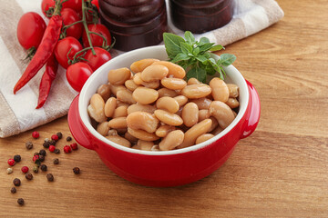 Whinte canned kidney beans in the bowl