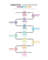 Infographic design template with numbers 13 option for Presentation infographic, Timeline infographics, steps or processes. - obrazy, fototapety, plakaty