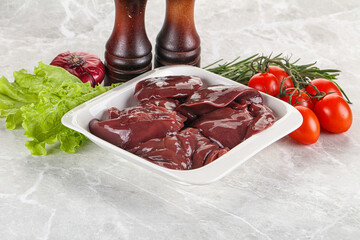 Raw turkey liver in a bowl ready for cooking