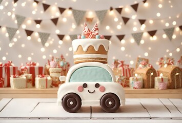 a cute car designed to look like a cake