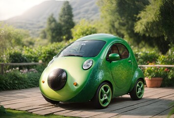 a cute car designed to look like an avocado