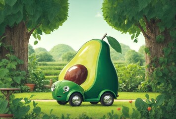 a cute car designed to look like an avocado