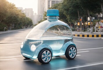 a car designed to look like a transparent water bottle