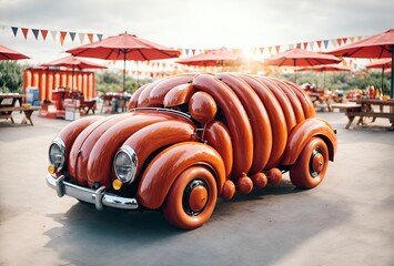 a cute car designed to look like sausages