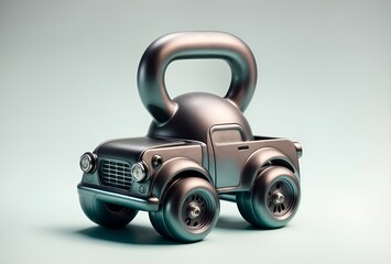 A car designed in a shape of a kettlebell weight