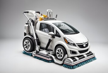Fototapeta na wymiar a car designed to look like a modern floor cleaning device