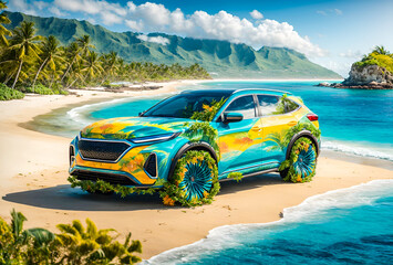 a car designed with an island theme