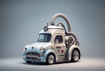 a charming vehicle designed to resemble a vacuum cleaner