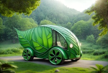 a charming vehicle designed to resemble a large leaf