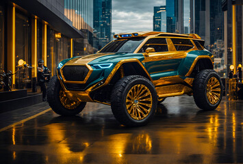 an exceptionally luxurious all-terrain vehicle with a surreal design