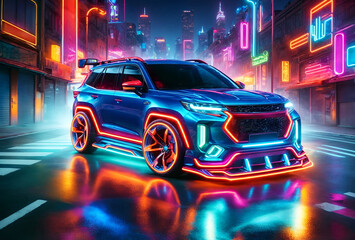 a youth-oriented SUV with neon lights