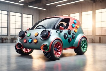 a charming vehicle designed to resemble a gaming controller