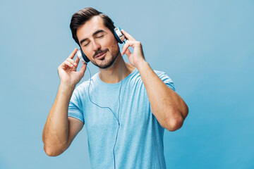 Man music sing happy headphone online portrait t-shirt