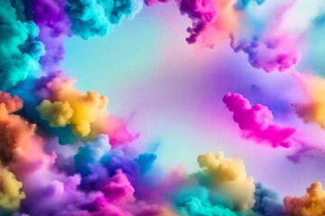 Fototapeta na wymiar Abstract Powder splatted background, colourful powder explosion on white background. Color cloud
