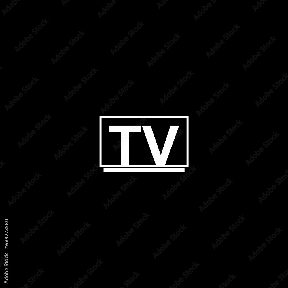 Sticker Modern TV icon isolated on dark background