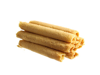 Crispy egg roll with a white base