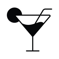A glass of fresh drink with piece of lemon showing concept icon of party drink