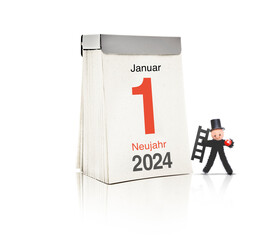 Kalender mit dem 1.Januar 2024 als Kalenderblatt