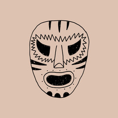 Mexican Luchador Wrestler Folk Mask. Minimal Hand Drawn Line Graphic. Modern Stylized Vector Illustration