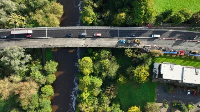 Repair work on the bridge. Replacement of asphalt 4k