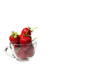 Red ripe strawberries on a white background, strawberries for dessert
