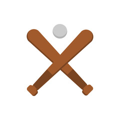 Cross baseball bat sport icon flat vector design