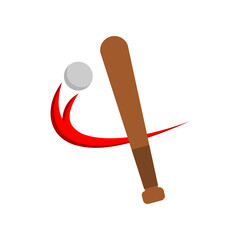 Baseball bat hitting ball sport icon flat vector design