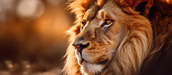 Foto op Aluminium Close-up image of male lion's face. © 2rogan