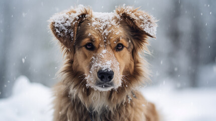 dog in snow Generative Ai