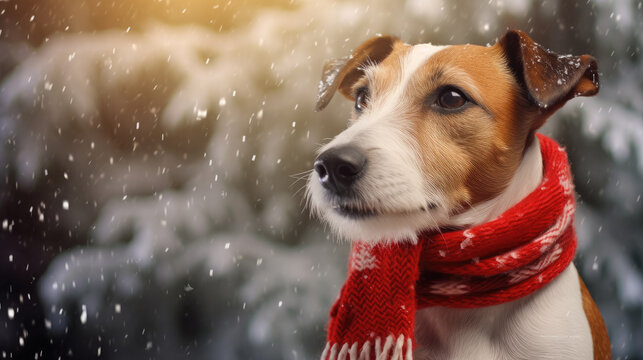 Dog in snow Generative Ai