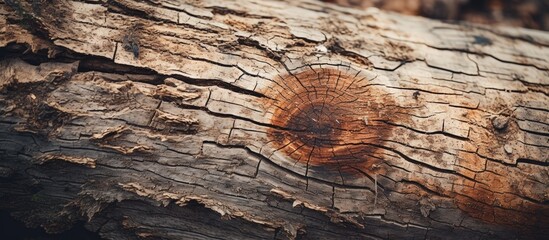 Detailed, grainy close-up of old tree trunk with shallow depth of field.