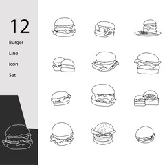 12 of burger line icon set