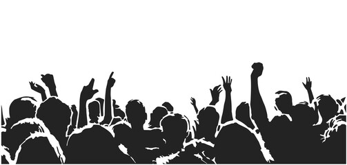 Illustration of dynamic, cheering crowd at concert, event