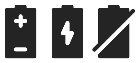 battery icon vector set. silhouette. Black