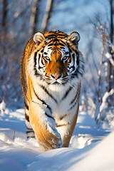 Obraz premium Sibirischer Tiger im Schnee