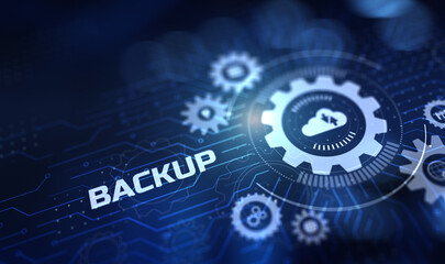 Data backup information protection cyber security concept on virtual screen.
