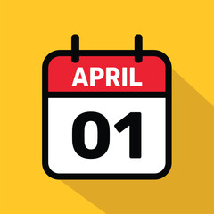 Calendar 01 April Vector illustration background design.