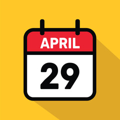 Calendar 29 April Vector illustration background design.