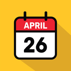 Calendar 26 April Vector illustration background design.