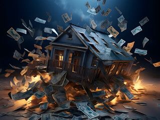 Broken Under Unpayable Infinite Debt Exploding Financial Pressure AI Artwork