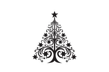 Christmas tree silhouette png vector - obrazy, fototapety, plakaty